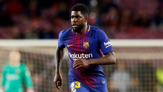Samuel Umtiti em ação pelo Barcelona na temporada 2017/2018