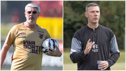 Técnicos Odair Hellmann, do Athletico-PR, e Vinicius Bergantin, da Ferroviária