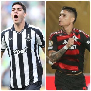Jair, do Botafogo, e Luiz Araújo, do Flamengo, vibram com gols no Mundial de Clubes