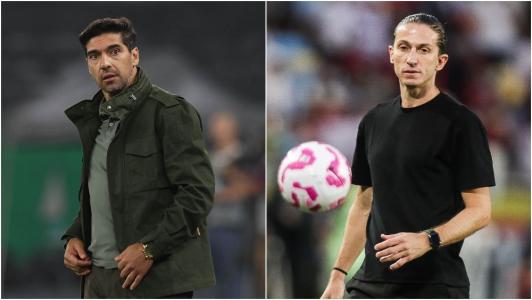 Abel Ferreira, do Palmeiras, e Filipe Luís, do Flamengo