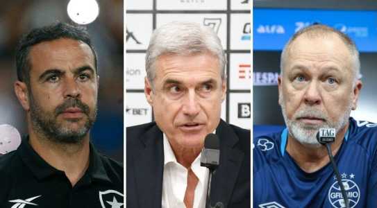 Da esquerda para direita, os técnicos Artur Jorge, Luís Castro e Mano Menezes
