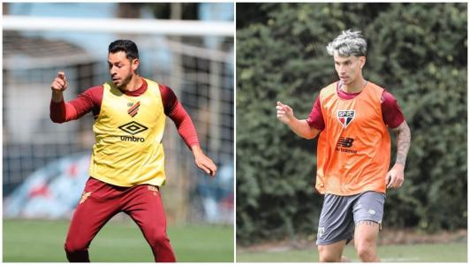 Giuliano, do Athletico-PR, e Ferreirinha, do São Paulo, podem ser titulares no duelo pela Copa do Brasil