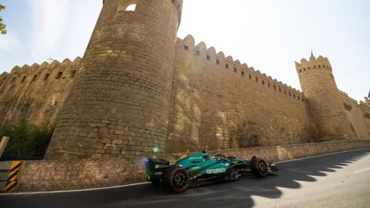 Fernando Alonso em ação durante GP do Azerbaijão de F1 em 2024