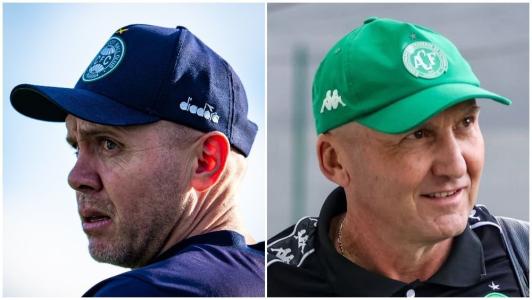 Técnicos Mozart Santos, do Coritiba, e Gilmar Dal Pozzo, da Chapecoense