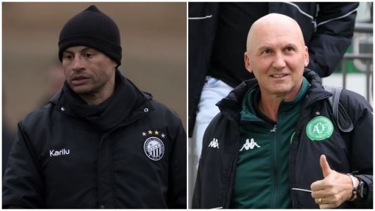 Alex de Souza, técnico do Operário, e Gilmar Dal Pozzo, treinador da Chapecoense
