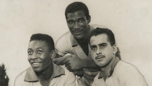 Pelé, Didi e Zito na Copa do Mundo de 1958 • Reprodução/CBF