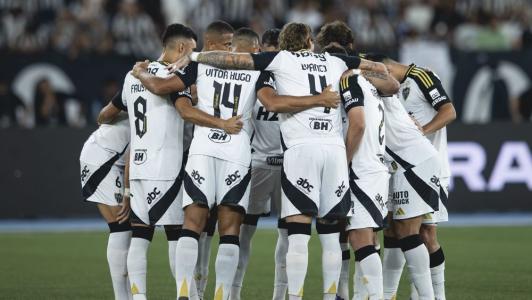 Jogadores do Atlético antes da partida com o Botafogo, pela Série A 2025