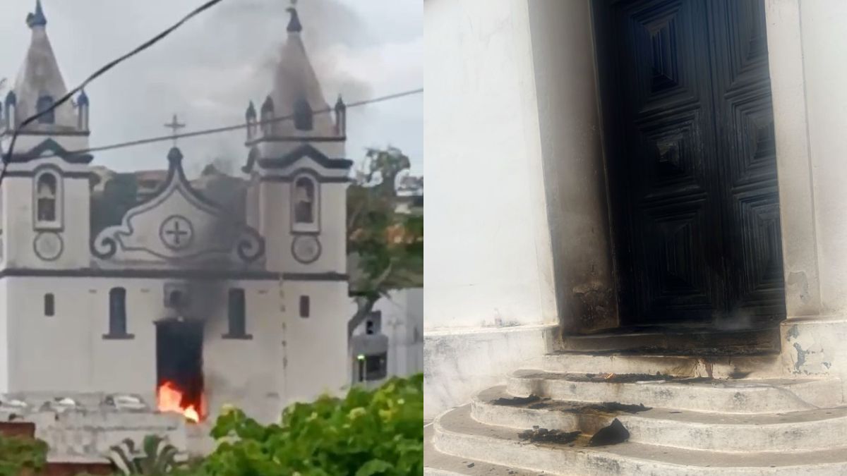 Incêndio criminoso atinge primeira igreja matriz de Minas; veja vídeo