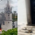 Incêndio criminoso atinge primeira igreja matriz de Minas; veja vídeo