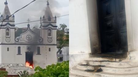 Primeira igreja matriz de MG, patrimônio tombado, é danificada após incêndio criminoso
