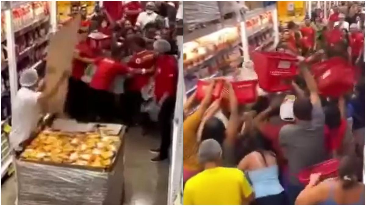 Vídeo: promoção de ‘miojo’ atrai multidão e gera tumulto dentro de supermercado no RN