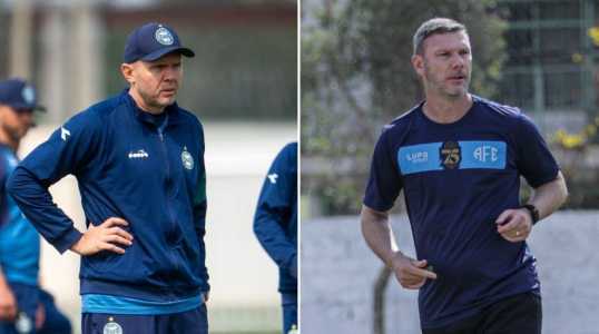 Técnicos Mozart Santos, do Coritiba, e Vinicius Bergantin, da Ferroviária