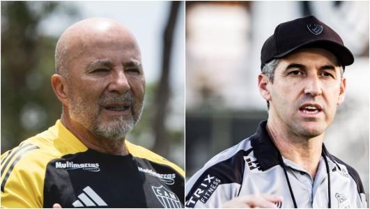 Jorge Sampaoli, técnico do Atlético, e Léo Condé, técnico do Ceará