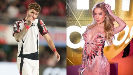 Léo Pereira, zagueiro do Flamengo, e a influenciadora Karoline Lima