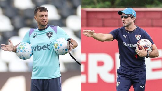 Martin Anselmi, técnico do Botafogo (à esquerda); Luis Zubeldía, técnico do Fluminense (à direita)