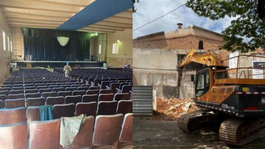 Fotos mostram início das obras na parte interna e situação após demolição