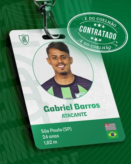 América oficializa contratação de Gabriel Barros, ex-jogador do Internacional