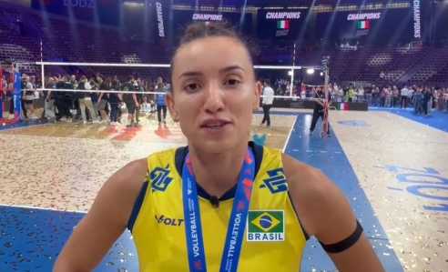 Gabi em entrevista após derrota do Brasil para a Itália na final da VNL 2025
