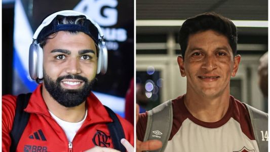 Gabigol, do Flamengo, e Germán Cano, do Fluminense, estrão em campo nesta quinta-feira (1)