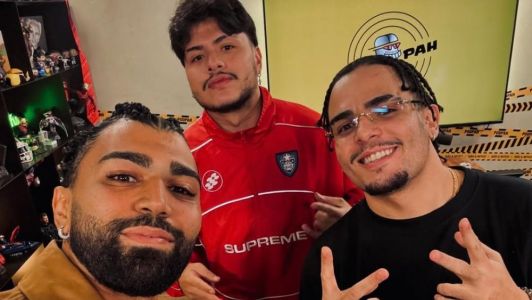 Gabigol, Mítico e Igão em Podpah gravado em dezembro de 2024