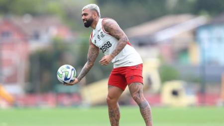 Gabriel Barbosa, o Gabigol, durante atividade do Flamengo no Ninho do Urubu