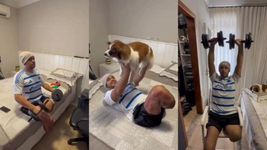 Gabriel registrou a primeira sessão de fisioterapia no Instagram
