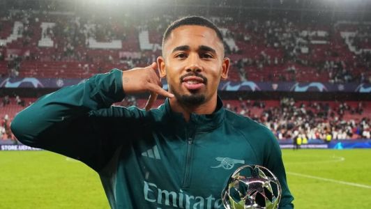 Gabriel Jesus em partida do Arsenal pela Champions