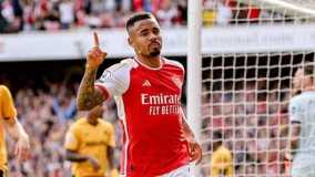 Gabriel Jesus no fim da temporada pelo Arsenal