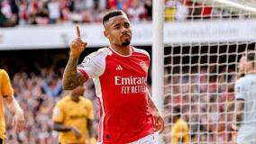 Gabriel Jesus no fim da temporada pelo Arsenal