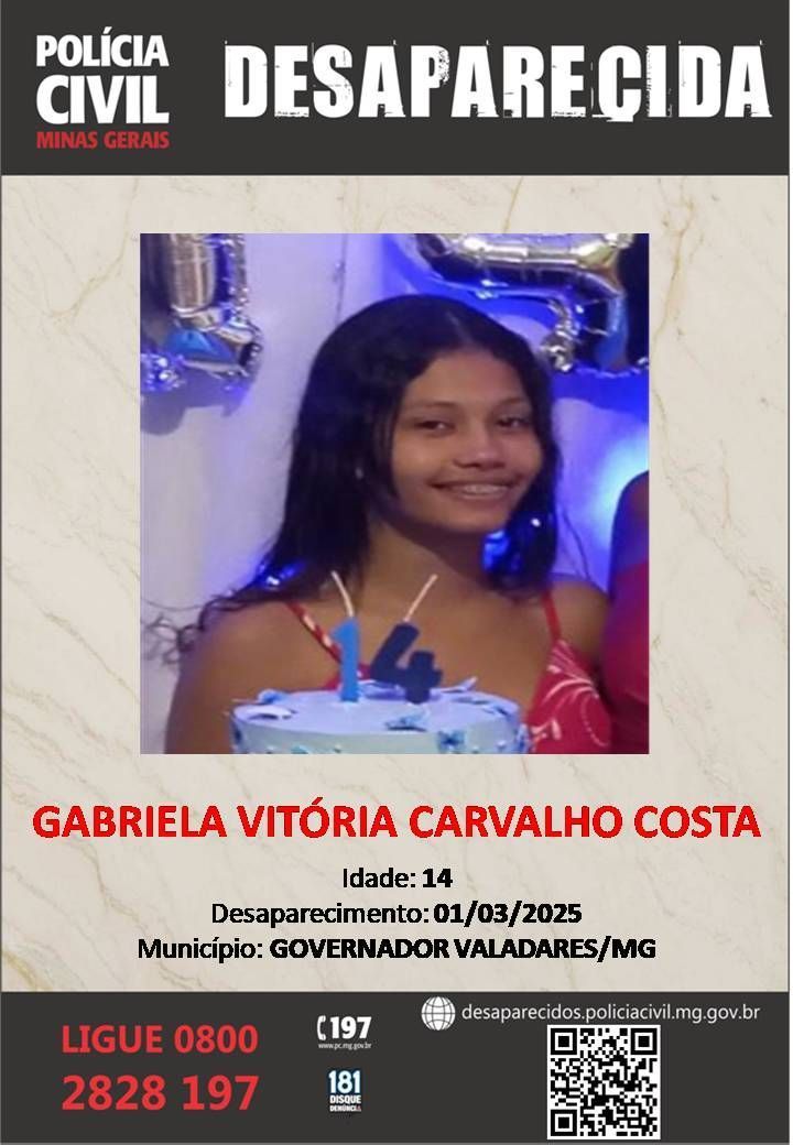Menina de 14 anos vai jogar lixo fora e desaparece em Governador Valadares (MG)