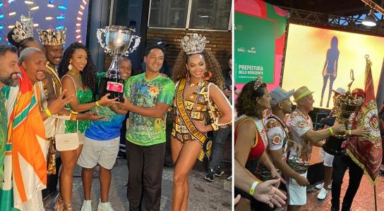 Foto mostra membros das escolas de samba Estrela do Vale e Triunfo Barroco
