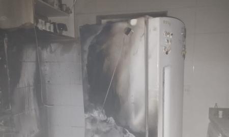 Geladeira foi danificada pelo princípio de incêndio