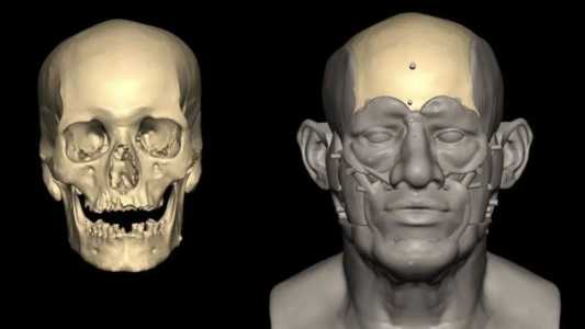 Uma reconstrução facial foi feita usando uma digitalização 3D do crânio do homem egípcio