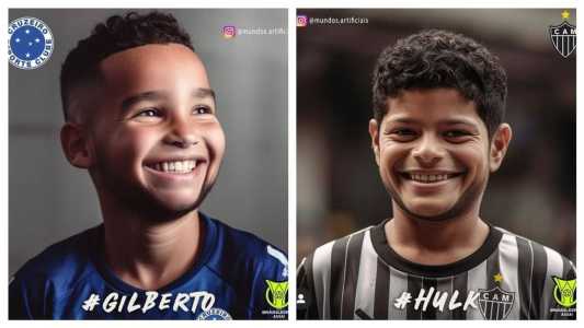 Gilberto e Hulk são dois dos jogadores retratados em suas versões infantis