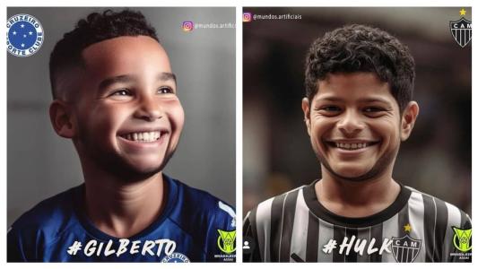 Gilberto e Hulk são dois dos jogadores retratados em suas versões infantis