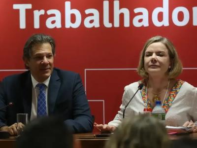 Gleisi Hoffmann e Fernando Haddad