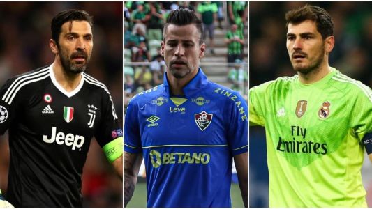 Goleiros Buffon (esq), Fábio (centro) e Casillas (dir)