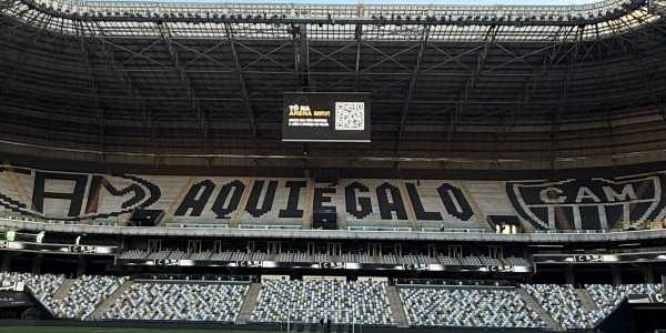 Pintura no setor Inter Sul da Arena MRV, estádio do Atlético