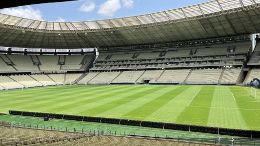 Gramado da Arena Castelão a dois dias do jogo entre Fortaleza e América, pela Sul-Americana
