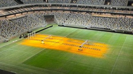 Gramado da Arena MRV começou a receber cuidados pouco após a vitória do Atlético sobre o Botafogo