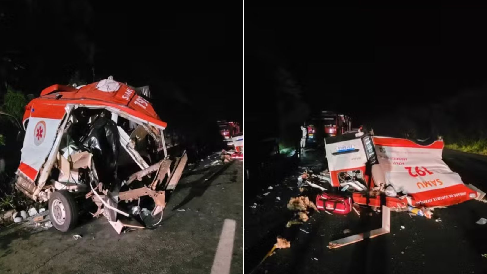 Grave acidente entre ambulância e caminhão deixa três socorristas e um paciente mortos