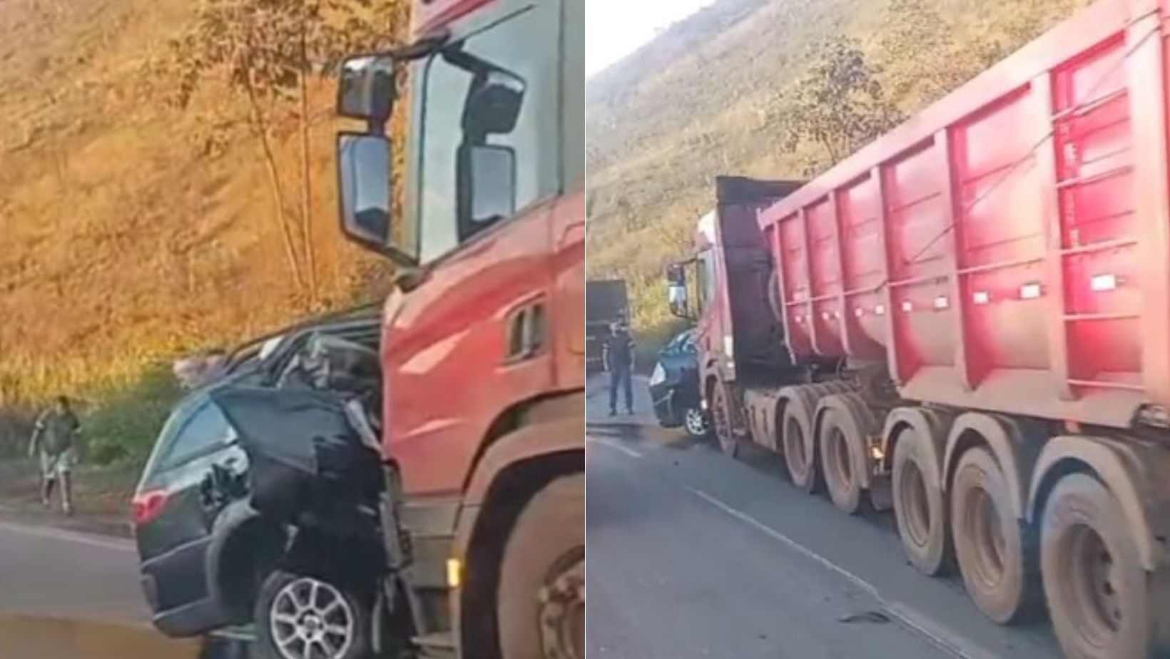 Grave acidente entre caminhão e carro deixa três mortos na BR-040 em Itabirito