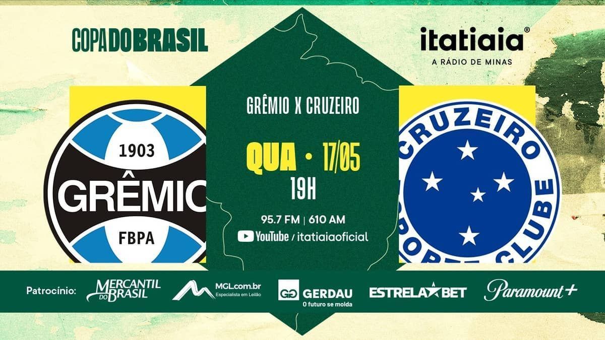 Grêmio x Cruzeiro: assista, ao vivo, à transmissão da Itatiaia