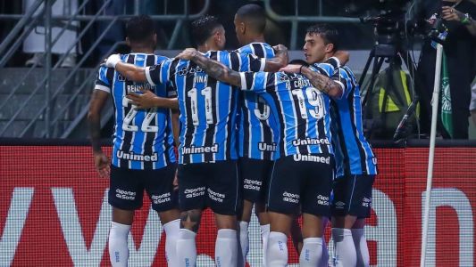 Grêmio em partida diante do Palmeiras