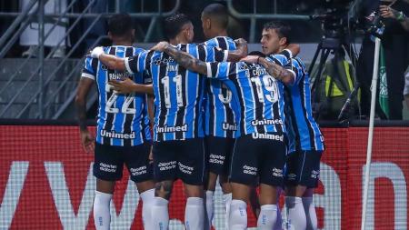 Grêmio em partida diante do Palmeiras