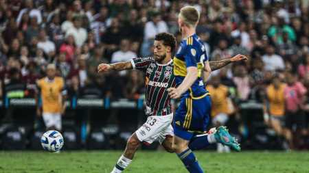 Guga durante partida entre Fluminense e Boca Juniors, pela Libertadores