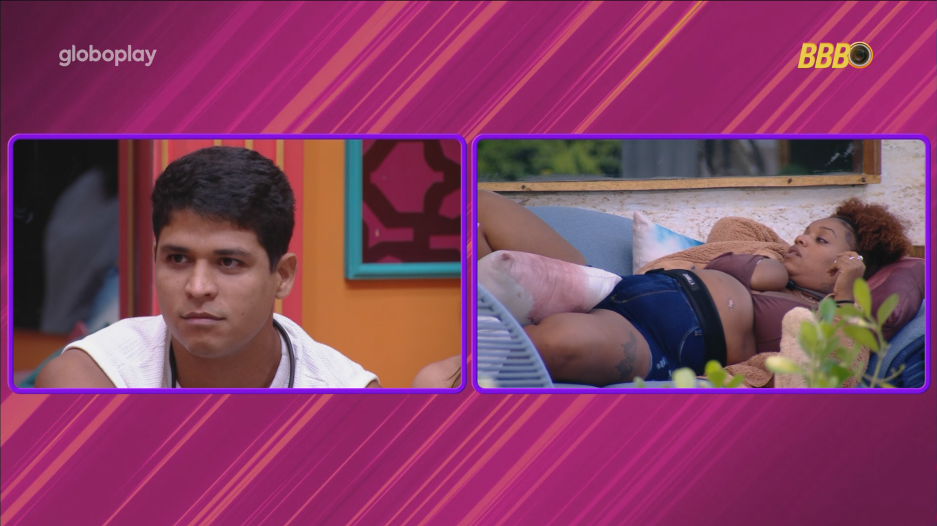 BBB 25: Guilherme vê vídeos de Camilla e Thamiris falando dele e defende posicionamento