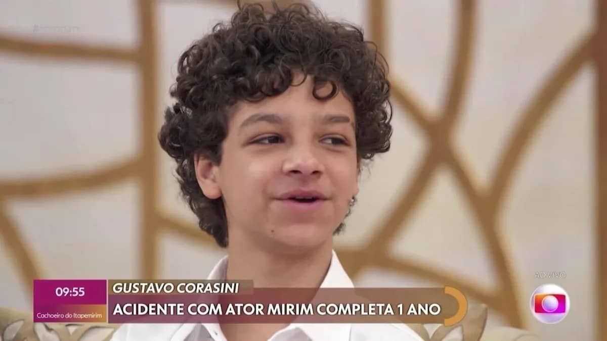 Ator mirim Gustavo Corasini volta à TV um ano após sofrer grave acidente 