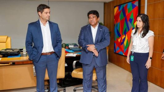 Gustavo Vieira, novo diretor financeiro, Ednaldo Rodrigues e Catherine Negreiros, diretora de patrimônio