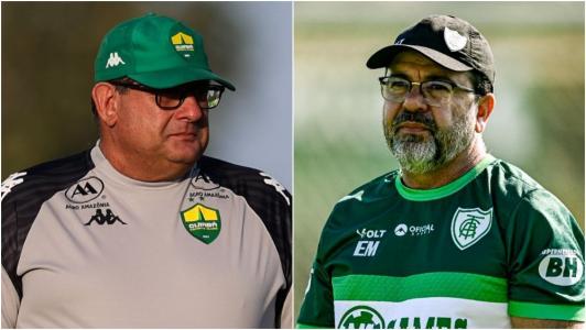 Guto Ferreira (à esquerda) e Enderson Moreira (à direita), técnicos de Cuiabá e América, respectivamente